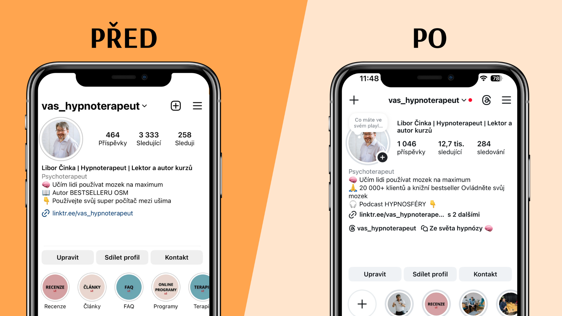 Libor Činka / Váš hypnoterapeut – před a po